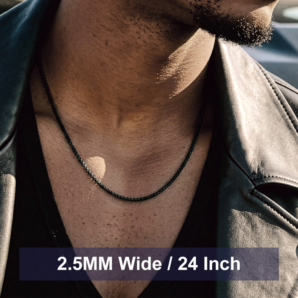 Rolo Cable Chain Necklace for Men, 2.5/3MM Width