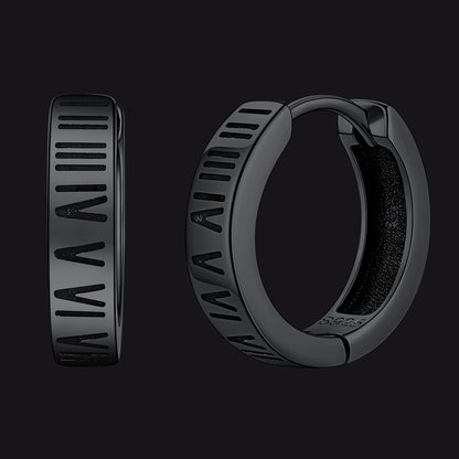 Roman Numerals Hoop Huggie Earrings