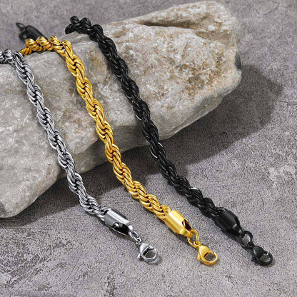 Hip Hop Cuban Rope Link Chain Bracelet for Men