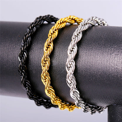 Hip Hop Cuban Rope Link Chain Bracelet for Men