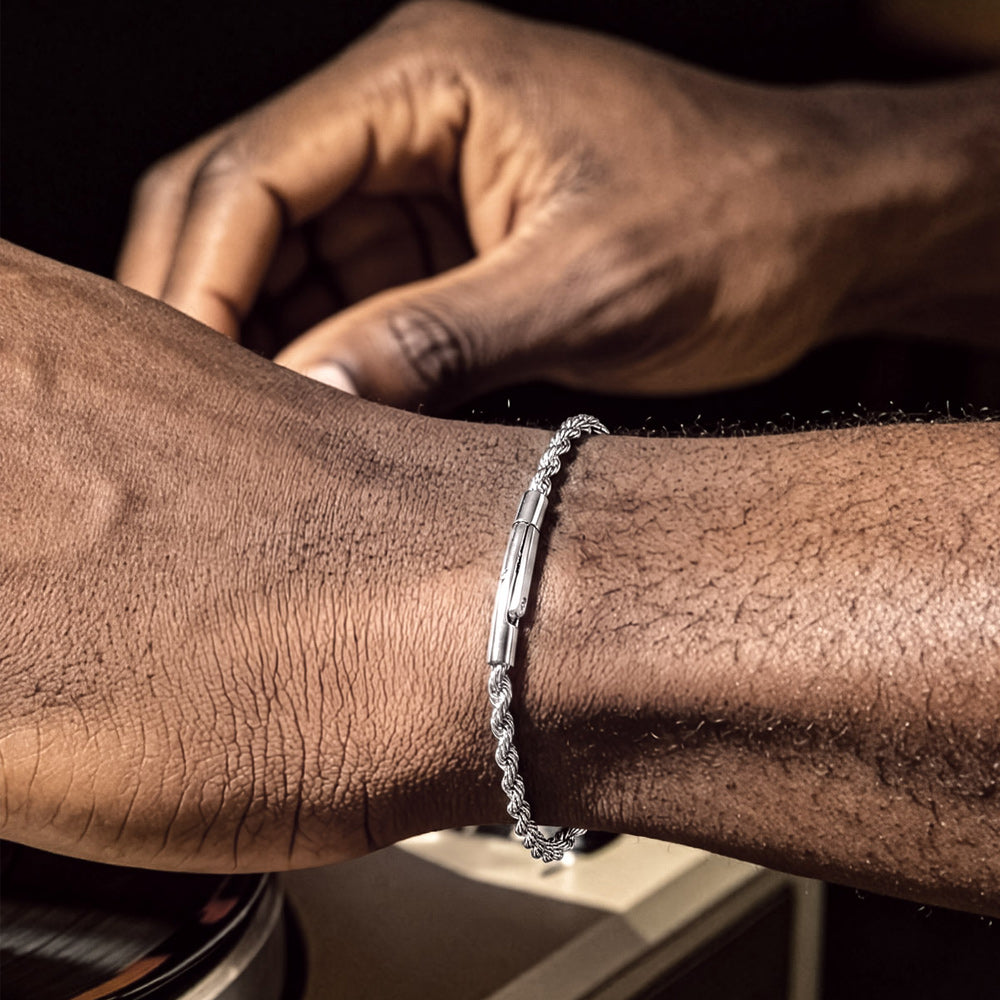 Rope Chain Link Bracelet for Men, 2mm / 3mm / 4mm / 5mm Width
