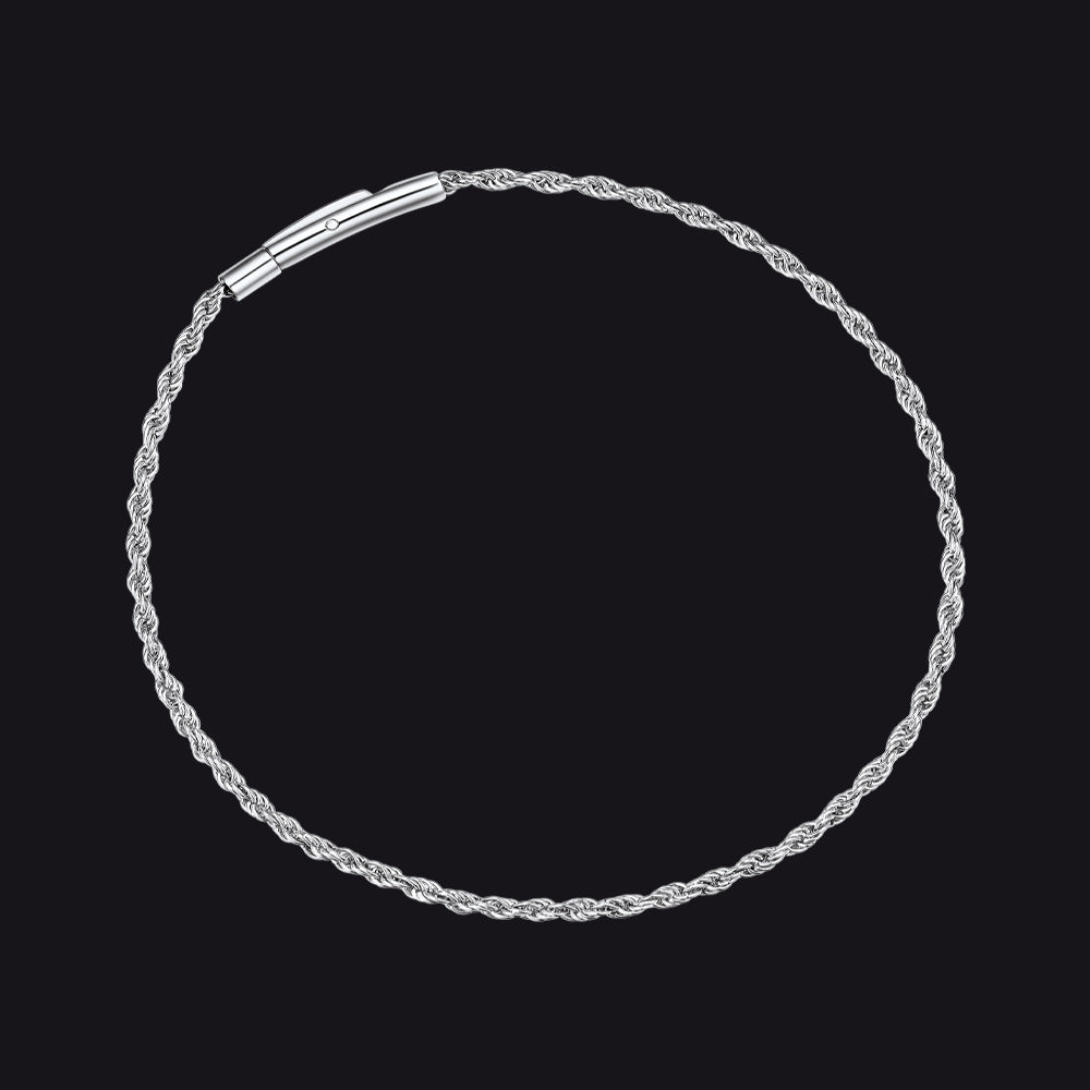 Rope Chain Link Bracelet for Men, 2mm / 3mm / 4mm / 5mm Width