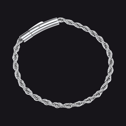Rope Chain Link Bracelet for Men, 2mm / 3mm / 4mm / 5mm Width