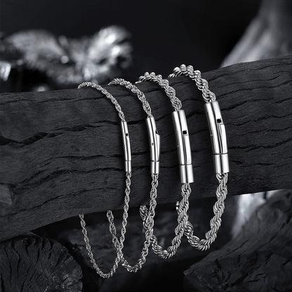 Rope Chain Link Bracelet for Men, 2mm / 3mm / 4mm / 5mm Width