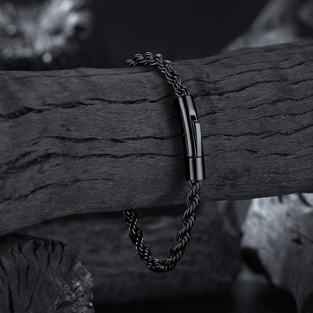 Rope Chain Link Bracelet for Men, 2mm / 3mm / 4mm / 5mm Width