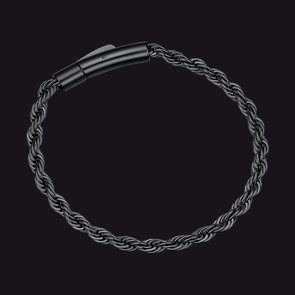 Rope Chain Link Bracelet for Men, 2mm / 3mm / 4mm / 5mm Width