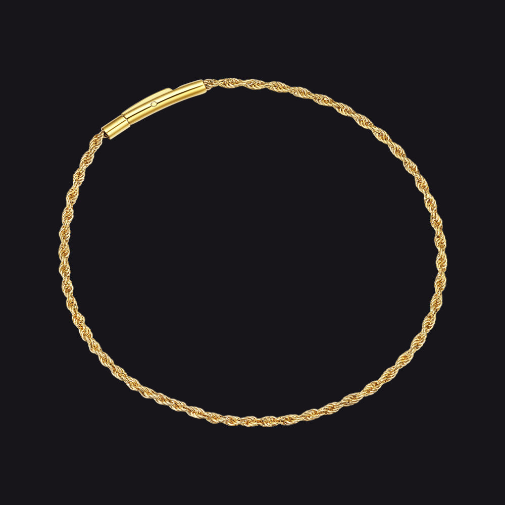 Rope Chain Link Bracelet for Men, 2mm / 3mm / 4mm / 5mm Width