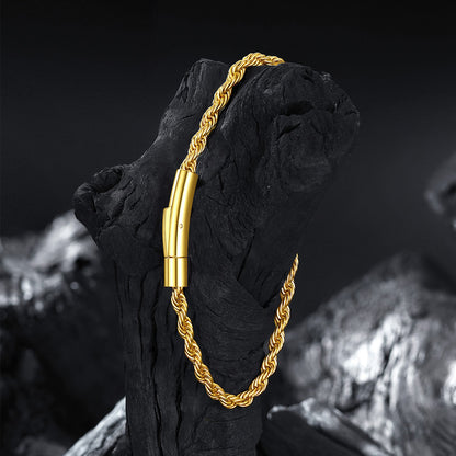 Rope Chain Link Bracelet for Men, 2mm / 3mm / 4mm / 5mm Width