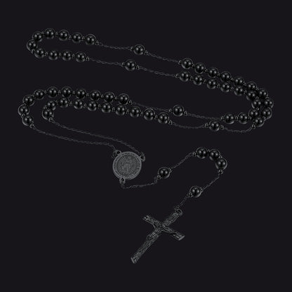 FaithHeart Rosary Beads Catholic Cross Necklace for Men Women