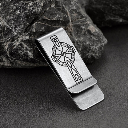 Viking Rune Celtic Cross Money Cash Clip Slim Credit Card Holder