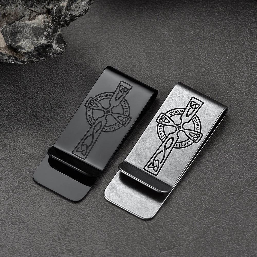 Viking Rune Cross Money Clip Slim Wallets