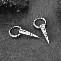 Norse Viking Runes Spike Dangle Earrings For Men Women – FaithHeart Jewelry