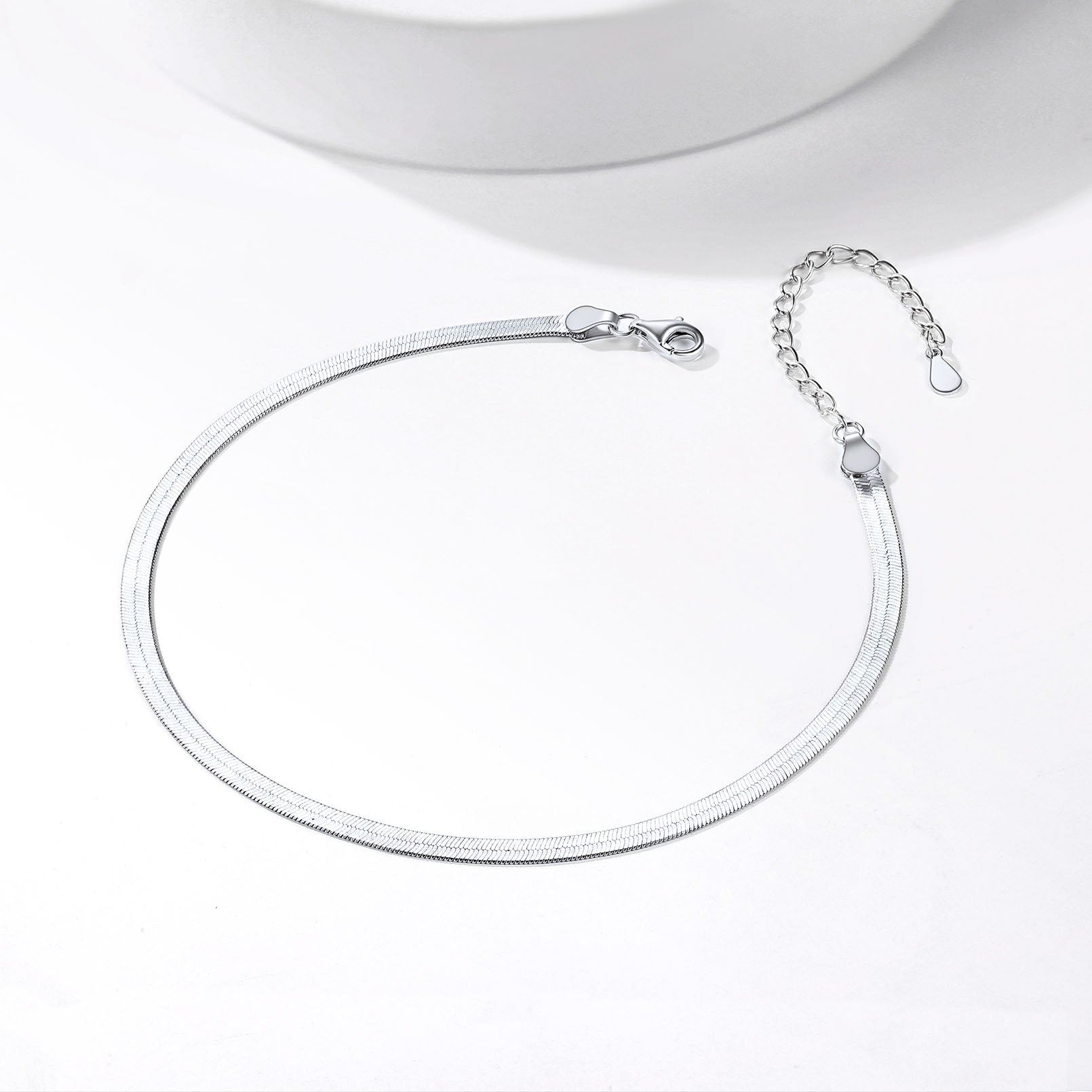925 Sterling Silver Flat Chain Anklets For Women