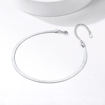 925 Sterling Silver Flat Chain Anklets For Women