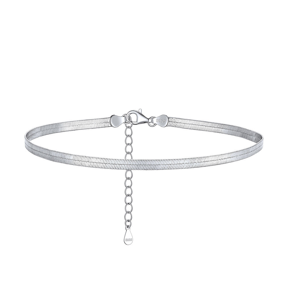 3mm Sterling Silver Herringbone Chain Anklet for Women