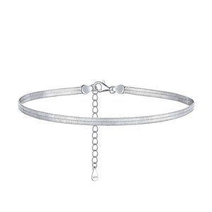 3mm Sterling Silver Herringbone Chain Anklet for Women