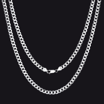 925 Sterling Silver Figaro Cuban Chain Link Necklace for Men