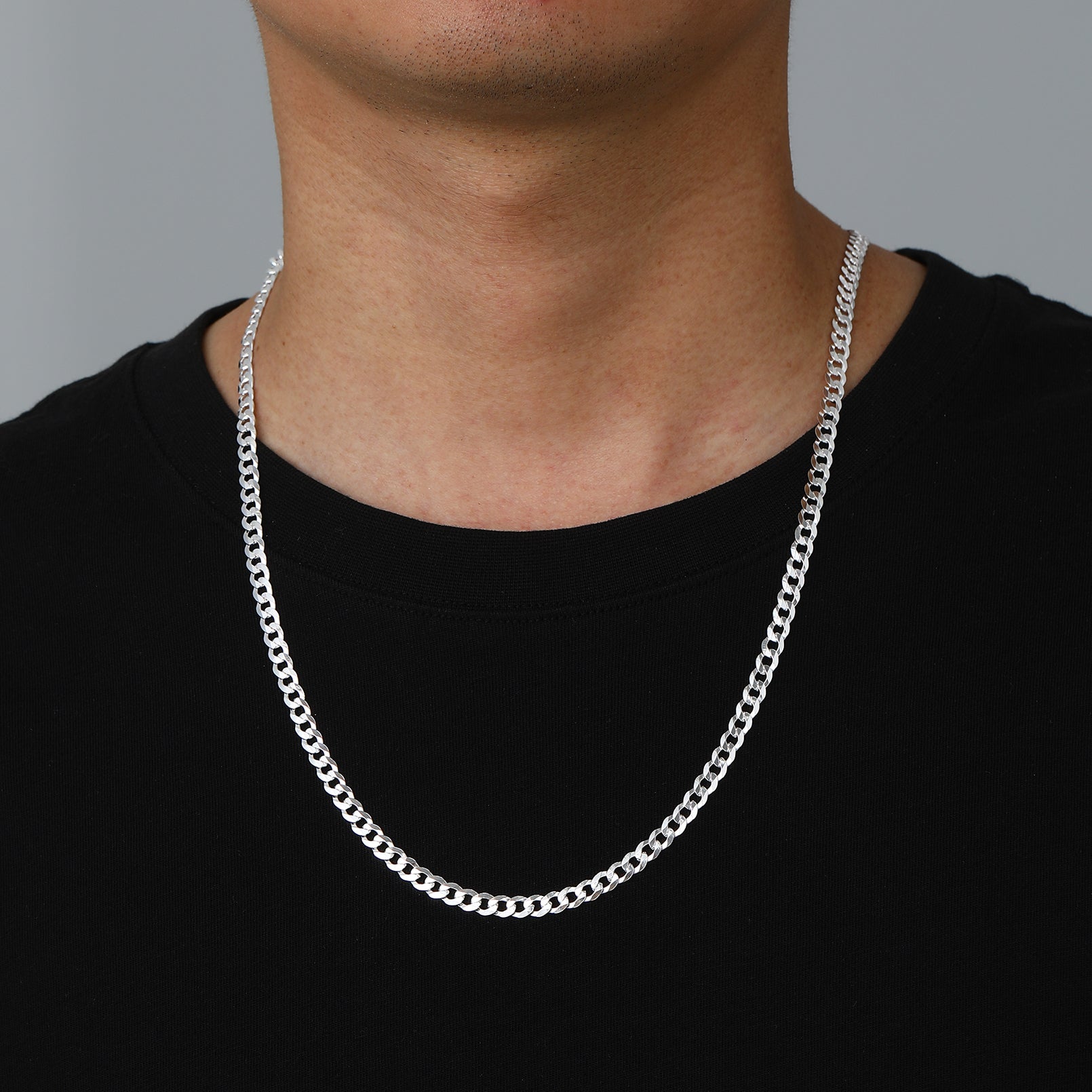 925 Sterling Silver Figaro Cuban Chain Link Necklace for Men