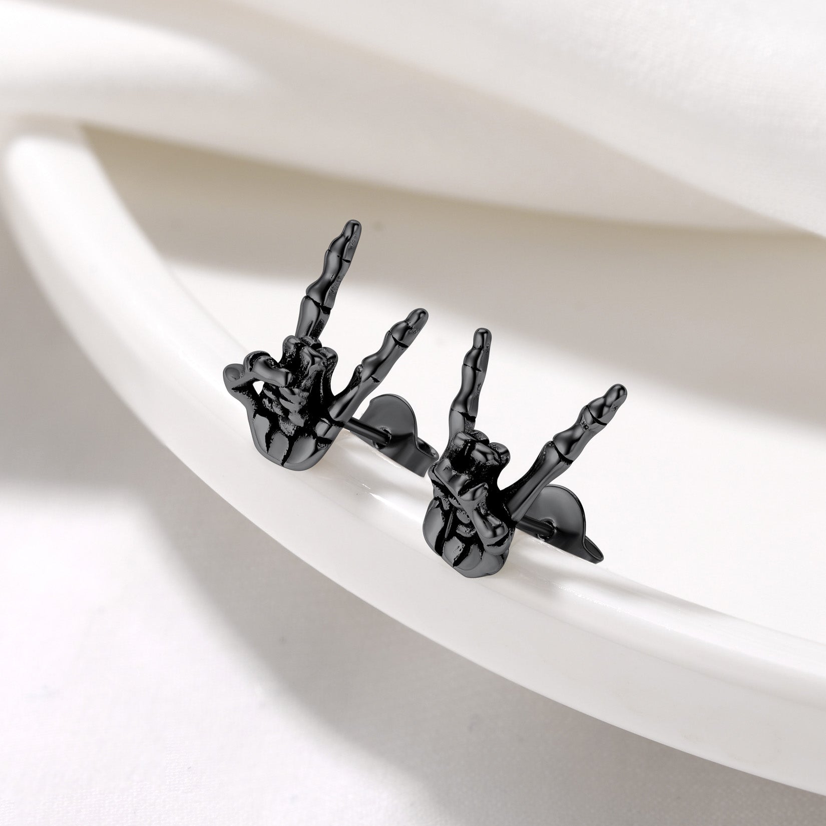 Rock Hand Skeleton Stud Earrings for Men