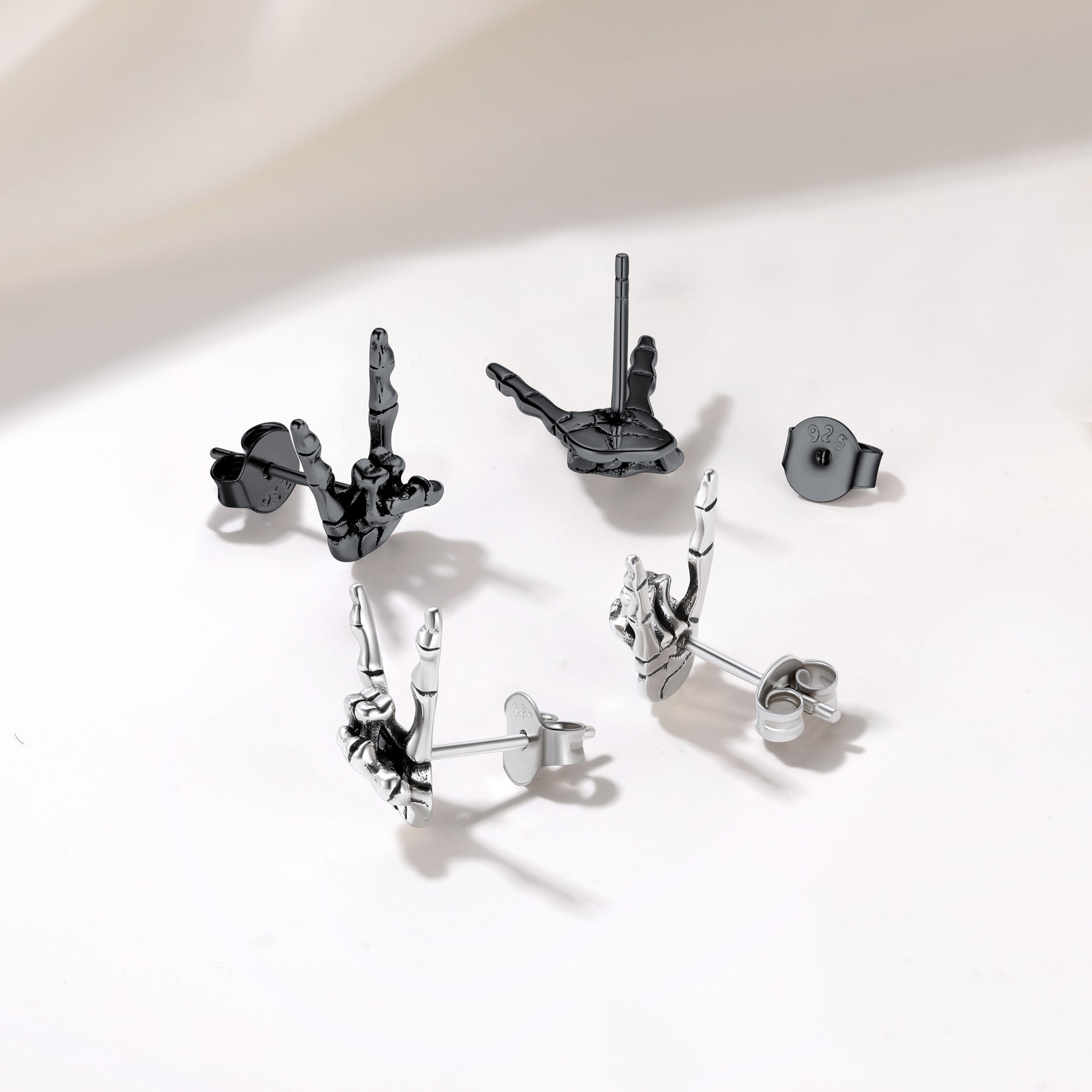 Rock Hand Skeleton Stud Earrings for Men