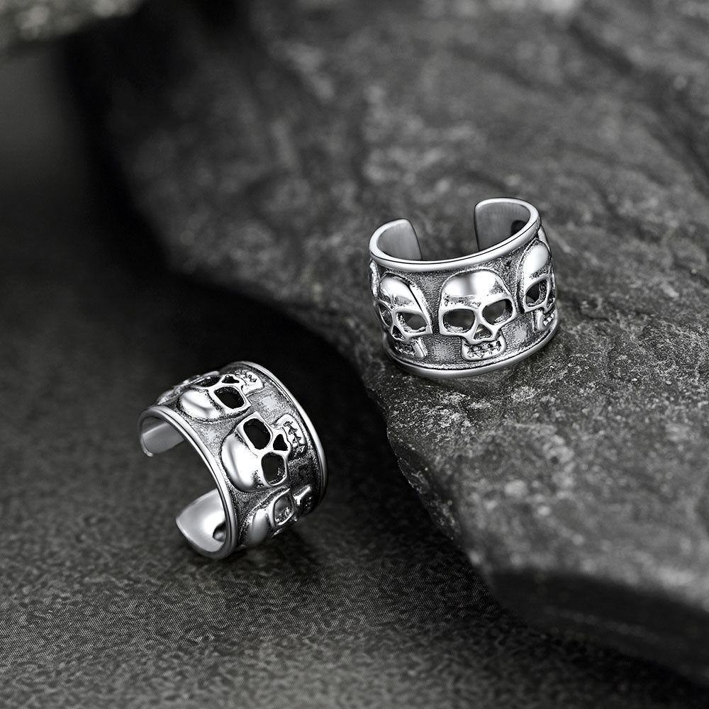 FaithHeart 925 Ear Cuffs Earrings Sterling Silver Skull Stud Earrings FaithHeart