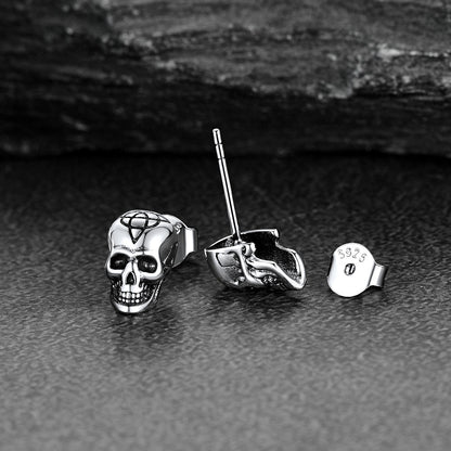 FaithHeart Gothic Skull Stud Earrings Celtic Triquetra Earrings For Men FaithHeart