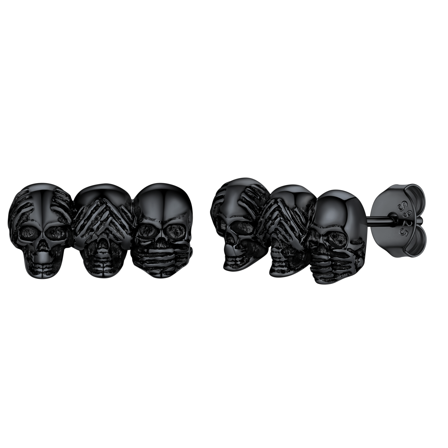 FaithHeart See No Evil, Hear No Evil, Speak No Evil Skulls Stud Earrings FaithHeart
