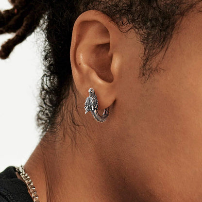 Punk Small Dragon Hoop Earrings for Men Women