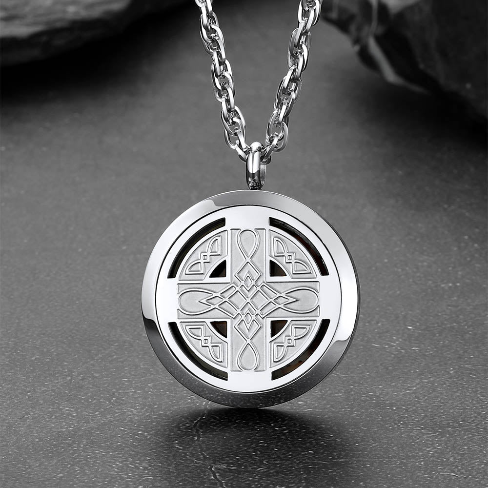  Custom Picture Celtic Knot Cross Locket Aromatherapy Essential Oil Necklaces