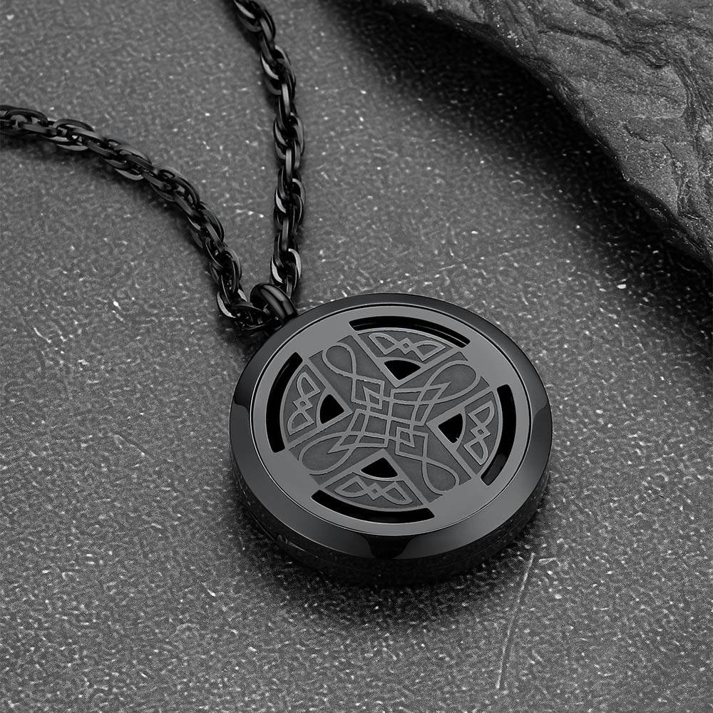  Custom Picture Celtic Knot Cross Locket Aromatherapy Essential Oil Necklaces