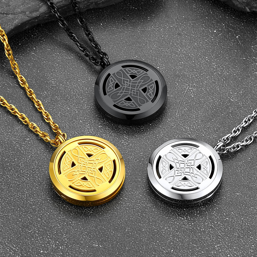  Custom Picture Celtic Knot Cross Locket Aromatherapy Essential Oil Necklaces