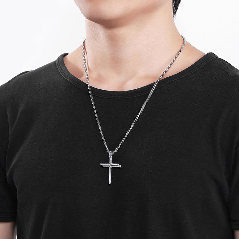 Christian Nail Cross Pendant Necklace For Men