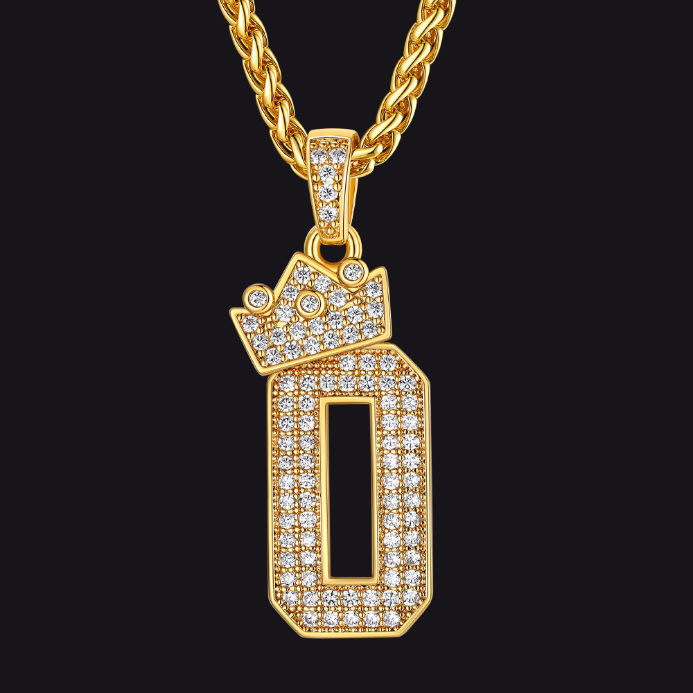 Bling Crown CZ Lucky Number Necklace for Men- 0 FaithHeart Jewelry