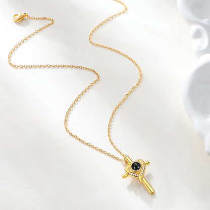 Personalized Projection Photo Cross Necklace Faith Jewelry