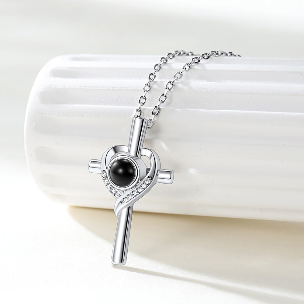 Personalized Projection Photo Cross Necklace Faith Jewelry