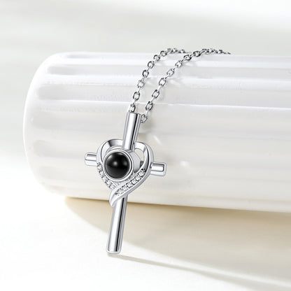 Personalized Projection Photo Cross Necklace Faith Jewelry