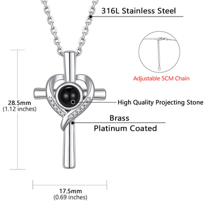 Personalized Projection Photo Cross Necklace Faith Jewelry