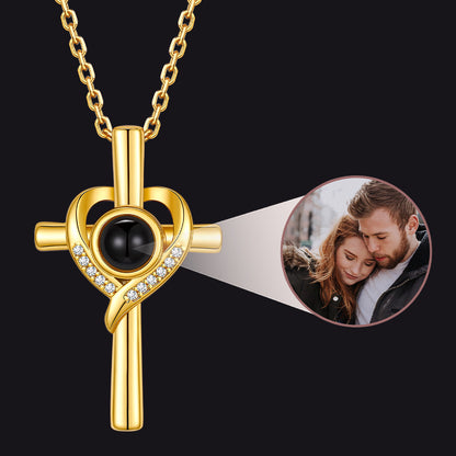 Personalized Projection Photo Cross Necklace Faith Jewelry