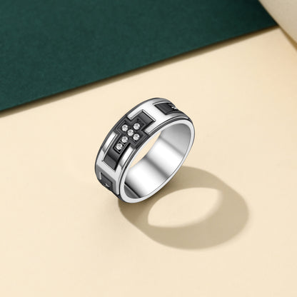 Rotating Cross Meditation Ring Band Ring for Men