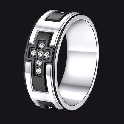 Rotating Cross Meditation Ring Band Ring for Men