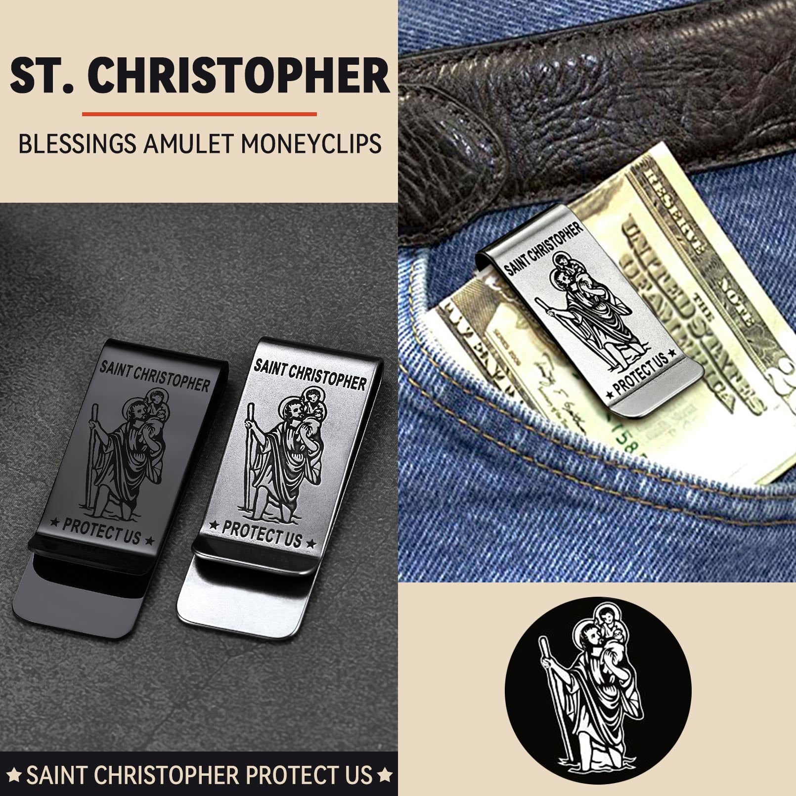 Saint Christopher Money Clip Christian Protective Accessories for Men