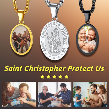 Personalized Saint Christopher Picture Necklace Photo Pendant