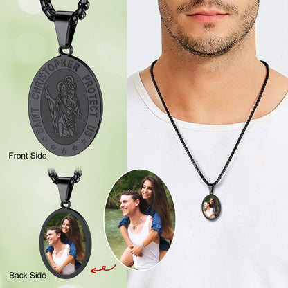 Personalized Saint Christopher Picture Necklace Photo Pendant