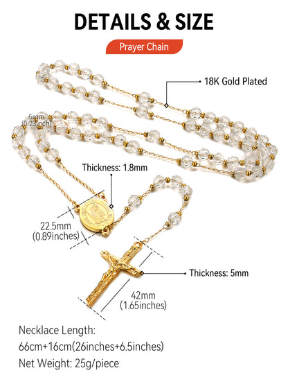 Saint Christopher Rosary Bead Cross Necklace for Women Men