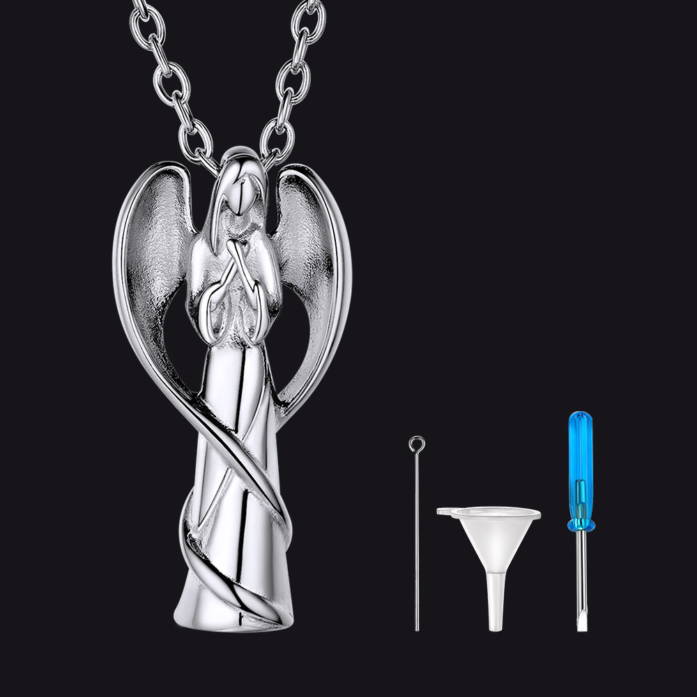 Saint Mary Wings Urn Cremation Pendant Necklace