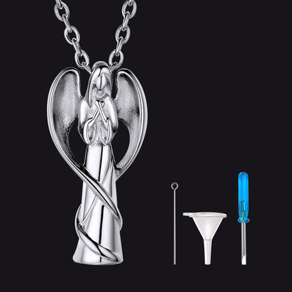 Saint Mary Wings Urn Cremation Pendant Necklace