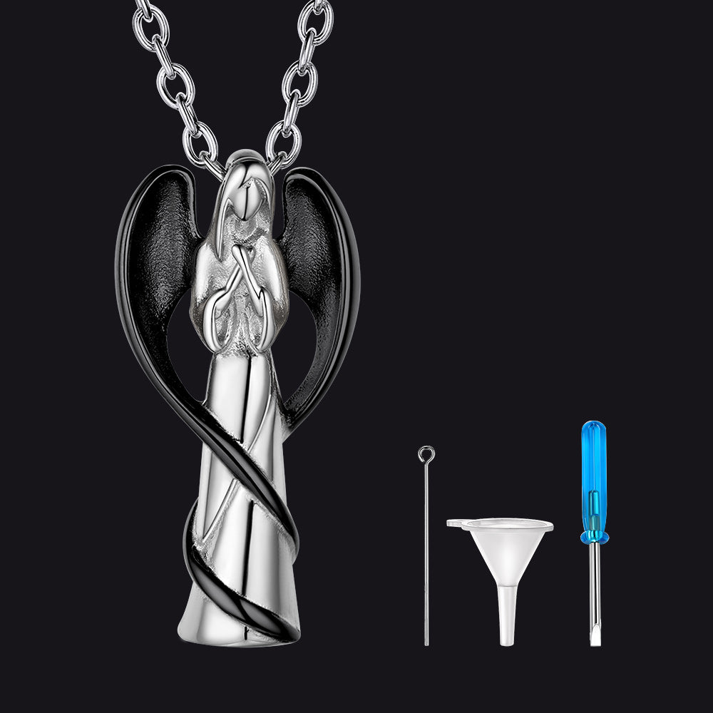 Saint Mary Wings Urn Cremation Pendant Necklace