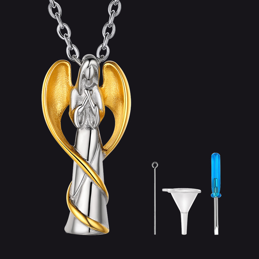 Saint Mary Wings Urn Cremation Pendant Necklace