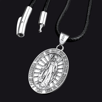 FaithHeart Saint Virgin Mary Coin Medal Necklace for Men