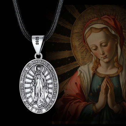 FaithHeart Saint Virgin Mary Coin Medal Necklace for Men